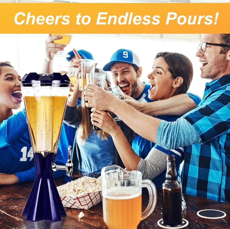 SERdeerCH 3L Beer Tower Drink Dispenser with Ice Tube & LED Light - Ideal for Home, Bar, Party - Image 4